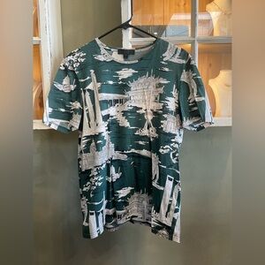 Men’s Burberry Green and White Graphic Tee Size L